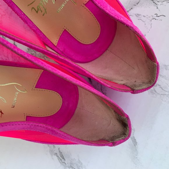 ❌SOLD❌Christian Louboutin Galativi Neon Suede Mesh - Picture 11 of 13